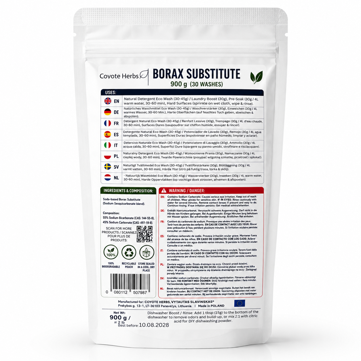 Borax substitute double pack for laundry and cleaning